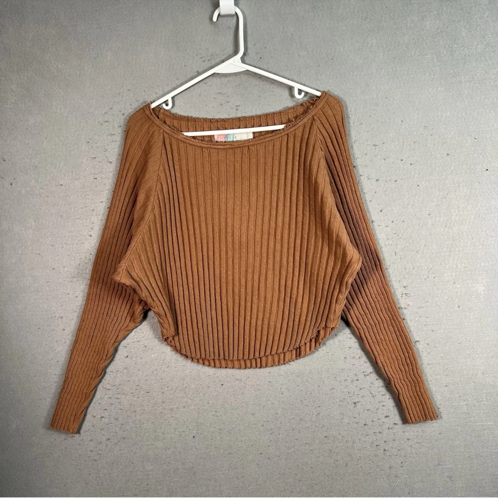 ❤️4 for $25 Free People Bea Sweater Small Brown Oversized Ribbed Dolman
